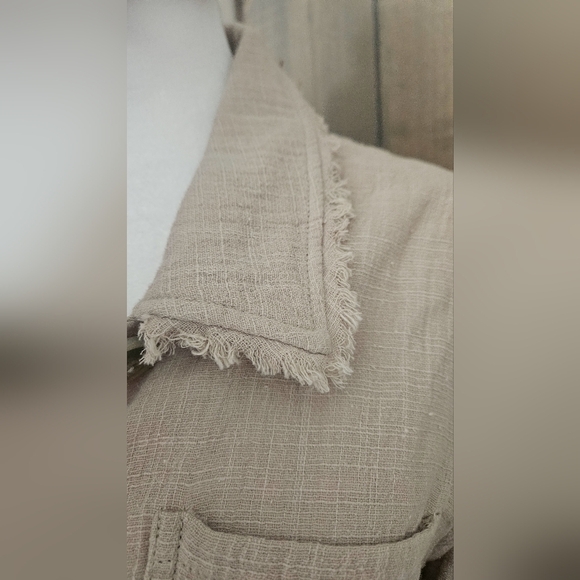 MYSTREE Beige 100% cotton gauze button front shirt jacket. Size M NWOT - Picture 9 of 12